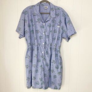 VTG 90s Dreams Floral Romper Elastic Waist Button Chambray Cottagecore Size 3X